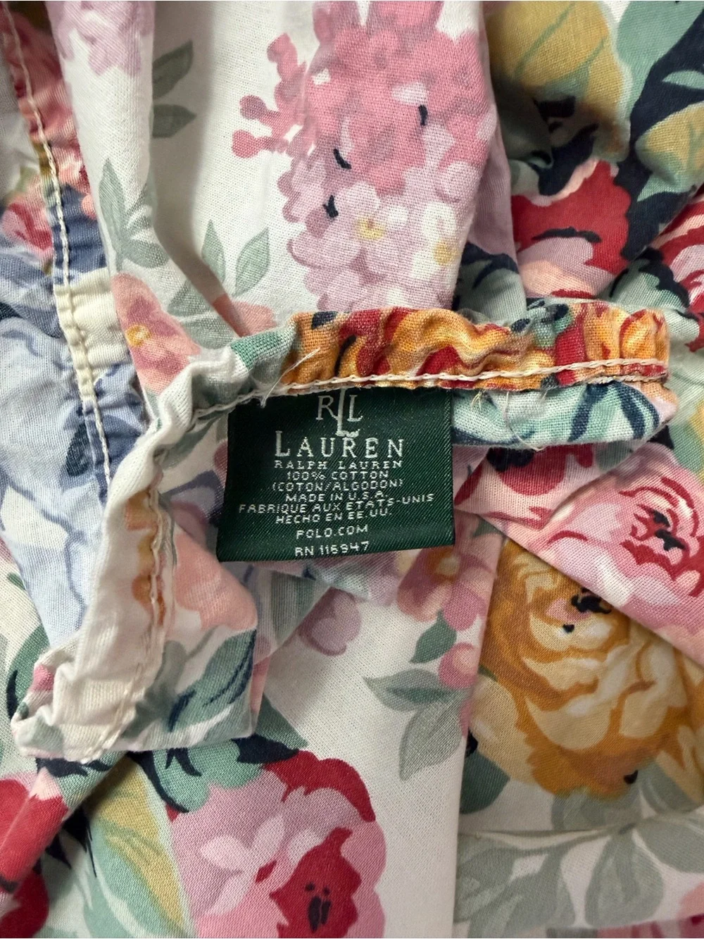 Ralph Lauren Allison Floral Full/Double Fitted Sheet Cottagecore Country Flower